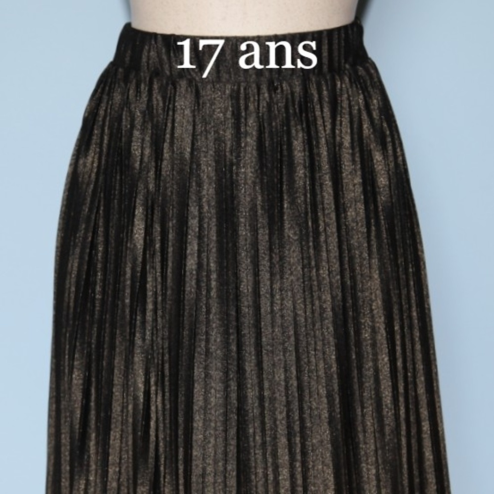 Black and Gold Midi Pleated Skirt for Cocktail Events